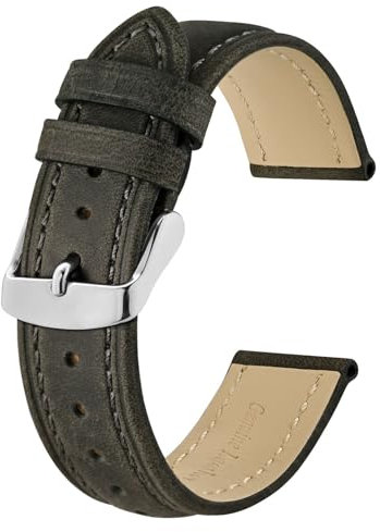 BISONSTRAP Uhrenarmband 22mm, Vintage Leder Ersatz Armband, Grau