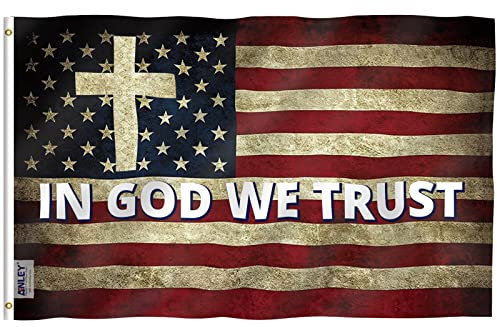 Anley Fly Breeze 3 x 5 Foot In God We Trust Flagge – Lebendige Farbe und lichtbeständig – Kopfzeile aus Segeltuch und doppelt genäht – Religion Jesus Christian Flags Polyester mit Messingösen 3 x 5 Ft