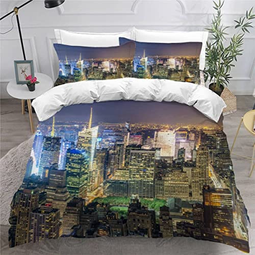 Aolity Teenager Mädchen Jungen Bettwäsche 155x220 cm New York Bettwäsche Set für Einzelbett Hochwertiges Mikrofaser New York USA Bettbezug mit Kissenbezug 80 x80 cm