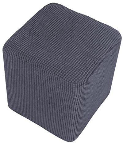 zalati Hockerbezug, quadratischer Stil, rutschfest, weich, Stretch-Sitzkissen, Schonbezug für Hocker, Barstuhl, Durchmesser 30–34 cm, Grau