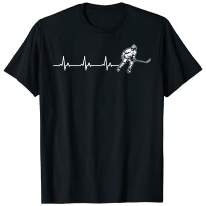Ice Hockey Player Gift Winter Game Heartbeat T-Shirt