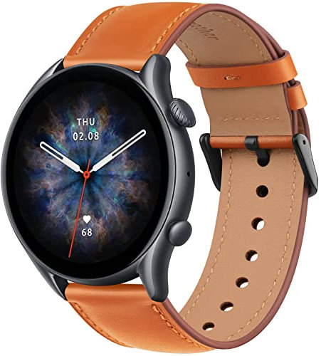 AK Lederarmband für Amazfit GTR 4,GTR 3 Pro,GTR 3,GTR 2e,GTR 2,Amazfit GTR 47 mm, verstellbares Armband mit Metallschnalle für Damen und Herren, weiches Ersatzarmband für Amazfit GTR Smartwatches
