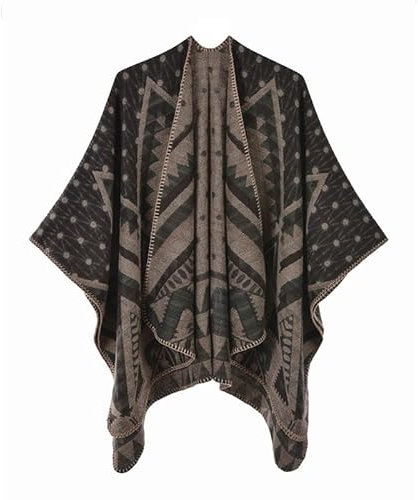 Bysonglezai Schal Damen Schals Halstuch Herren Mütze Frühling Herbst Winter Geometrischer Vintage-Poncho-Split-Schal-Winter-Warmer Schal-Verpackungs-Weiblicher Gestrickter Mantel-Dicke Decke Onesi