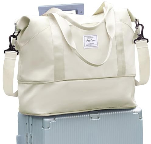 Reisetasche Damen Sporttasche 40x20x25 Ryanair Handgepäck Tasche Weekender Bag Schwimmtasche Wasserdicht Travel Bag Duffle Bag Fitnesstasche Trainingstasche Frauen für Reise Gym,A23-Weiß