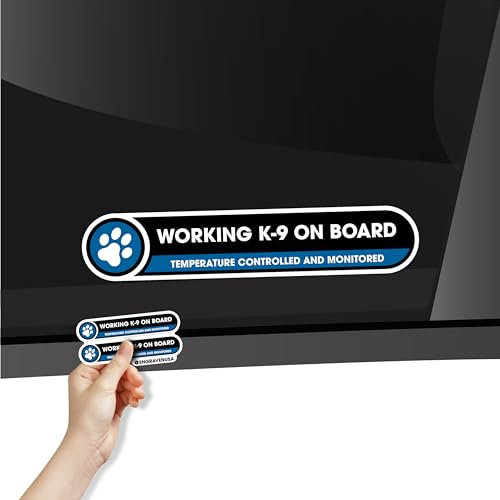 Working K9 on Board Aufkleber für Auto, Arbeitshund an Bord, temperaturkontrollierte und überwachte Schilder, 2 Aufkleber, 2,5 x 12,7 cm, glänzend laminiert, K9 in Fahrzeugbewusstseinsaufkleber