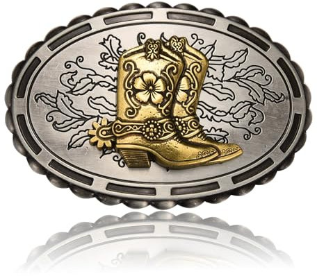 BBOTEN Fibbia per cintura da cowboy occidentale per uomo e donna, stivali Longhorn Bull Texas preghiera rodeo fibbia per cintura, fibbia vintage per cintura, Argento, Small