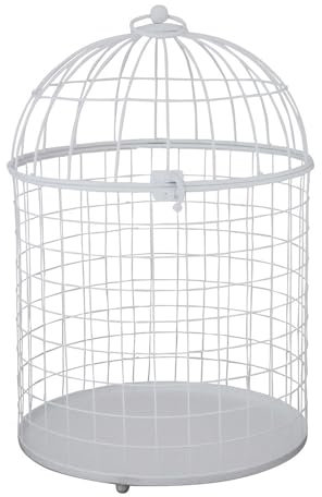 Grafelstein Deko Vogelkäfig Hedwig – Landhausstil Deko, Höhe 38,5 cm, Durchmesser 25,5 cm, Elegante weiße Farbe, vielseitig einsetzbar für Kerzen, Lichterketten & mehr – Zeitlose Dekoration