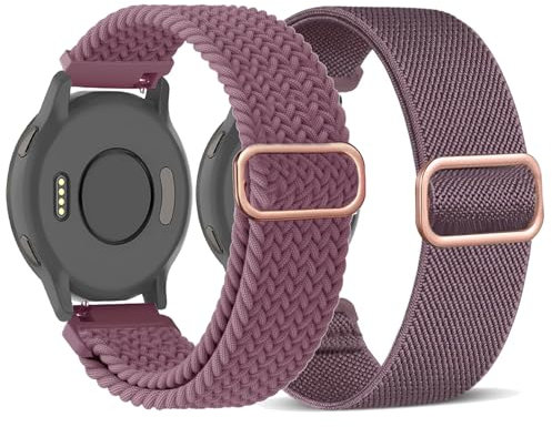 TUCOMO Dehnbares Nylon Armband Kompatibel mit 18mm Garmin Vivoactive 4S/Venu 2S/Venu 3S/Vivomove 3S, Geflochtenes Loop Elastische Ersatzband für Garmin Forerunner 255S/265S Herren Damen