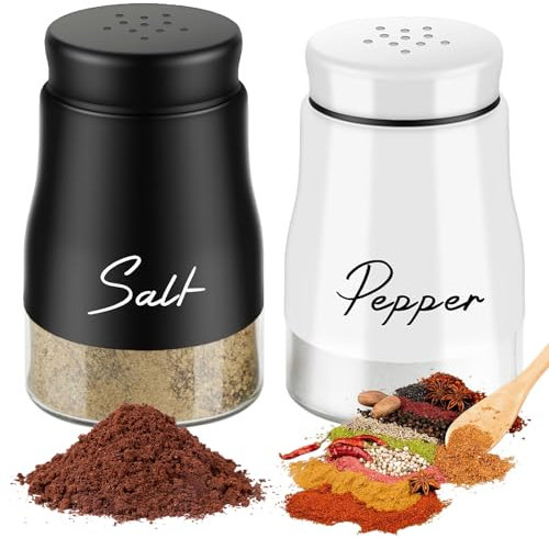 Ensemble salière et poivrière, salière à base de verre de 5 onces, petite poivrière avec couvercle distributeur d'épices accessoires de cuisine salière et poivrière pour la maison restaurant barbecue