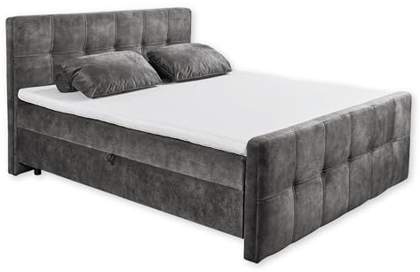 VALETTA 6 Boxbett 180x200 in Anthrazit - Bequemes Doppelbett mit Bettkasten & Komfortschaum Topper - 185 x 115 x 224 cm (B/H/T)