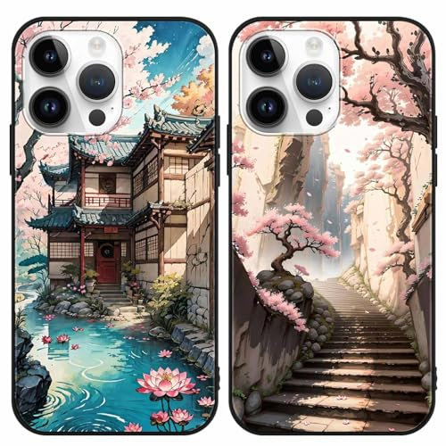 2 Stück Handyhülle für iPhone 11 Pro MAX Hülle 6.5 Zoll, Anime Japanische Kirschblüten Manga Anime künstlerische Ästhetik mit Motiv Designs Case Schutzhülle Stoßfest TPU Weich Ultra Dünn Cover -05