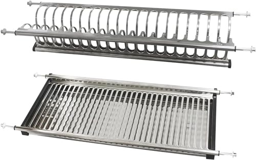 VI.TEL. Kit Scolapiatti Acciaio Inox 18/10 con Supporto Vasca 96 cm per pensile da 100 cm griglia portapiatti H0127 52