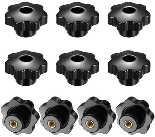 10 Stück M8 Sternschrauben, Rändelschraube OD 50 mm, Sterngriffschrauben, Flügelmuttern, Sterngriffmuttern, Rändelmuttern, Sternrändelschrauben, Möbelgriff-Rändelschrauben schwarz