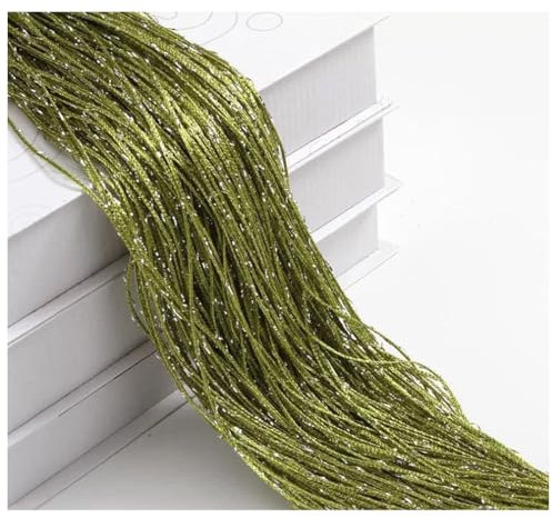 Wisafory Tenda a fili con glitter, tenda a fili, divisoria, frangia, decorazione per porta, finestra, casa, 100 x 200 cm, verde erba