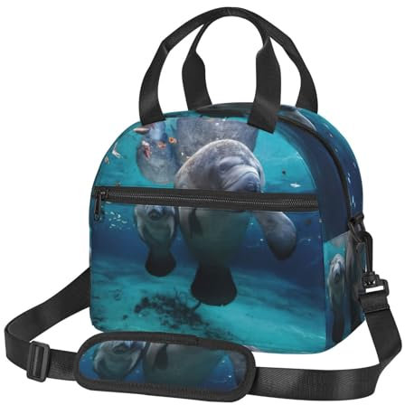 OdDdot Isolierte Lunchtasche mit indischem Seekuh-Aufdruck, wiederverwendbar, große Kapazität, Lunchbox, tragbar