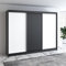 A&J MöbelLand Moderne 3-türiger Kleiderschrank mit Schwebetüren und 4 Schubladen, 200 cm, Weiß (Schwarz/weiß/schwarz/weiß)