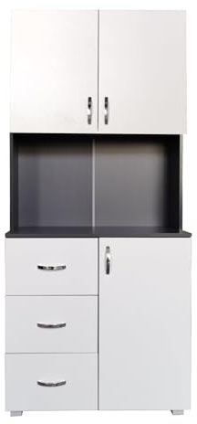 HTI living Küchenschrank Weiß/Grau Blanca Küchenbuffet Hochschrank