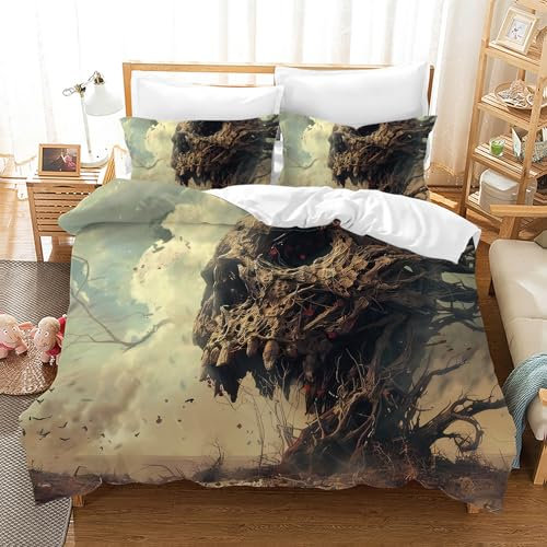 Gegeryozer Totenkopf Bettwäsche 135×200 cm Gothic Bettwäsche Set Mikrofaser Bettwäsche Set für Kinder und Jugendliche mit 2 Kissenbezügen 50 x 75 cm(KL2)