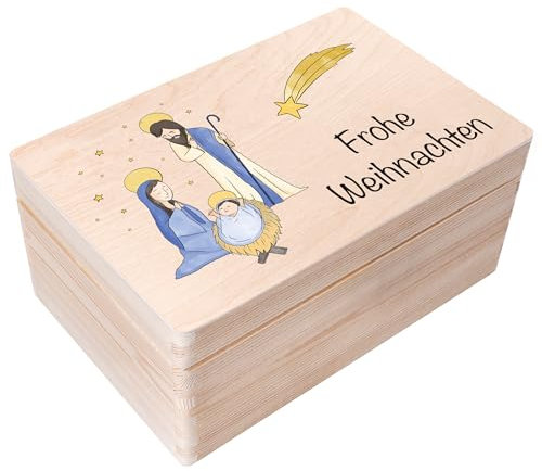 Creative Deco Personalisierte Holzkiste - Heilige Familie | Wunschtext Weihnachten Geschenke | Dein Eigener Wünsche Text Individuelle Geschenk | Weihnachtsdeko Für Frauen, Männer