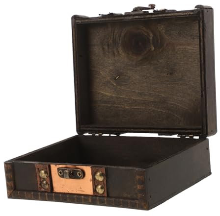 Cabilock Scatola Portaoggetti Da Scrivania in Legno Vintage Con Serratura Scrigno Per Gioielli Con Coperchio Organizer Decorativo Per Collane Bracciali Bomboniere Per Matrimoni