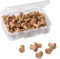 TIECHI 50Pcs Wood Push Pins, Cork Notice Board Thumb Tacks Wooden Drawing Pins, for Noticeboard, Map Pins, Cork Board Pin Accessories