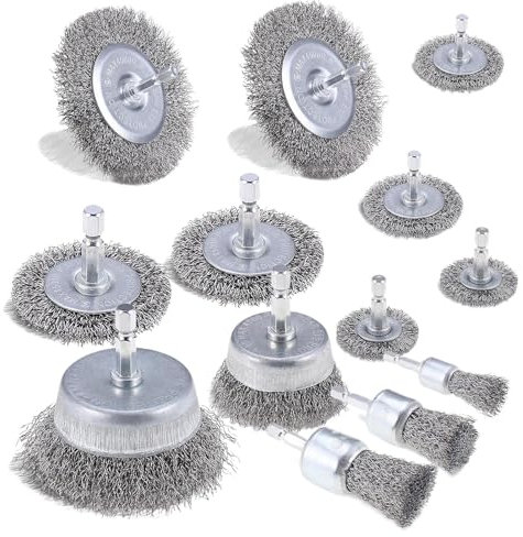 13Pcs Wire Brush for Drill, 1/4 Inch Drill Wire Brush, Wire Wheel for Drill, Wire Wheel Brush Cup Set Wire Brush for Cleaning Rust, Flakes and Abrasives Drill Attachment