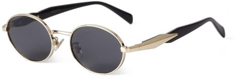 ADEWU Oval Sonnenbrille Damen Vintage Retro Gold Schwarz Sonnenbrillen Herren Metall Rahmen