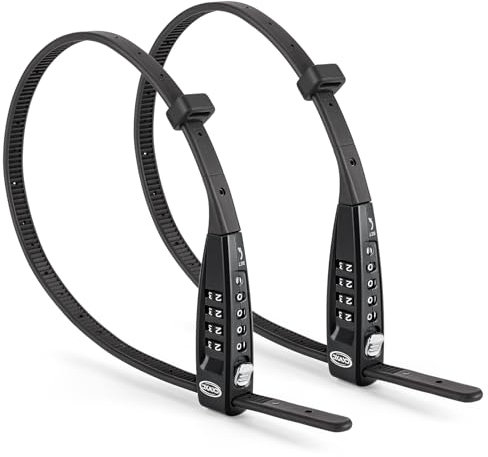 CXWXC Zip Tie Lock - 4-Digit Combo Cable Locks for Bike Motorcycle Helmet, Skateboard, Skis, Snowboard, Stroller & Cabinet - Ideal for Lightweight Security (2PC - Black, 45CM)
