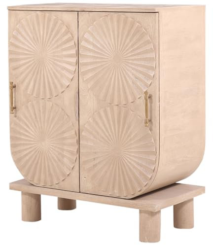 Marrakesch Modern Deko Kommode mit Türen aus Holz 95cm | Art Déco kleines Sideboard Komode Adelmo für stilvolle Aufbewahrung & Boho Dekoration im Wohnzimmer & Schlafzimmer