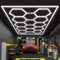 Lámpara LED hexagonal de techo, pared, taller, garaje, con diseño de panal, luces LED de panal, temperatura de color de 6500 K, iluminación para estaciones de trabajo y talleres. 14 HEX with FRAME