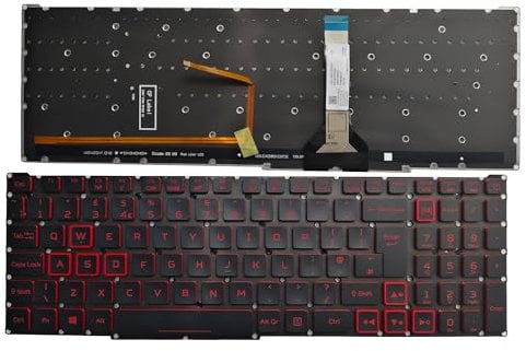 Laptop UK Keyboard Compatible for Acer Nitro 5 AN515-55 AN515-56 AN515-57 AN515-58 AN515-45 AN517-52 AN517-53 AN517-41 AN517-45 Red Font Backlit