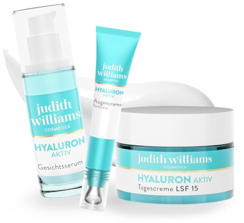 Judith Williams Cosmetics Hyaluron Set Serum, Augencreme & Tagescreme | Serum 30ml, Augencreme 15ml, Tagescreme 50ml, mit Hyaluronsäure, intensive Feuchtigkeitspflege
