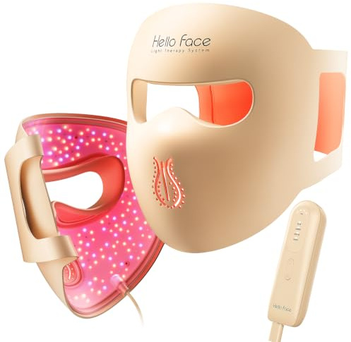 Hello Face Masque LED Visage Anti-Âge Nouveauté 2026, Masque Luminothérapie Lumière Rouge pour Soin de la Peau, 311 LEDs & 4 Modes, Appareil Beauté Silicone Doux avec Télécommande Intelligente