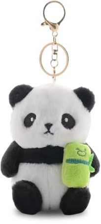 Leseogye Schlüsselanhänger, Plüsch Taschenanhänger, Kuscheltier Anhänger, Panda Bambussprossen Design(10cm), Süßer Schlüsselring, Bag Charms für Geschenke, Jugendliche, Rucksäcke, Taschen
