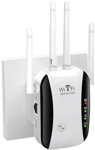 Luminstem 2026 Newest WiFi Extender, WiFi Booster, Long Range WiFi Signal Amplifier, 4 Antennas Cover 5000 Sq.ft & 50 Devices, Internet Repeater with Ethernet Port, Quick Setup, UK Plug, White