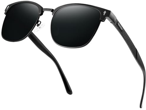 Bircenpro Klassisch Polarisiert Sonnenbrille für Herren: UV400 Schutz Sonnenbrillen Retro Halbrahmen Brille für Fahren Angeln Reisen
