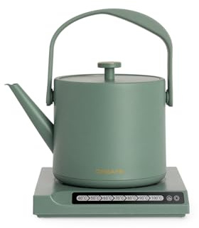 CREATE HATTORI STUDIO / Elektrischer Wasserkocher, 0,5 l, Salbeigrün / Erhitzt und hält warm, Sicherheitssystem, Thermostat, Digitalanzeige, Temperaturanzeige, 880 W