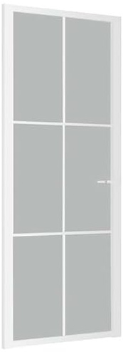 Puerta interior blanca 83 x 201,5 cm con cristal mate y aluminio – Moderna, duradera y fácil de limpiar – perfecta para apartamento y casa