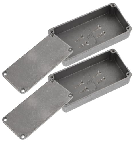 2 Stück-pack Aluminium Gitarrenpedal Gehäuse für Effektgeräte, Silber | Maßgefertigte Pedalbox aus Metall, 3, 94x1, 97x0, 94 Zoll, für Gitarren Effekte und Selbstgemacht Einbau
