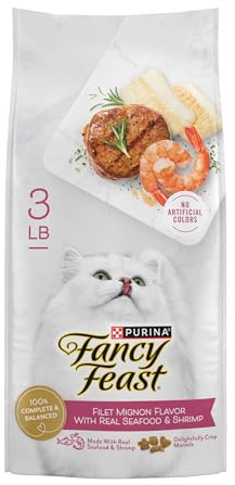 Purina Fancy Feast Dry Cat Food Filet Mignon Flavor with Seafood and Shrimp - 3 lb. Bag