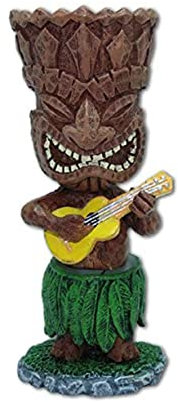 Hawaiianische Miniatur-Dashboard-Puppe, Tiki mit Ukulele