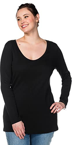 Sheego Damen 734688 Langarmshirt, Schwarz (Schwarz), 52 (Herstellergröße: 52/54)