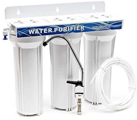Naturewater NW-PR303 3 Stufen Wasserfilter, 5 µ, Ø60 mm PP Kartusche, Filter Wandhalterung, Filterschlüssel, Sedimentfilter Aktivkohleblock Aktivkohlegranulat, 2,5 m Schlauch