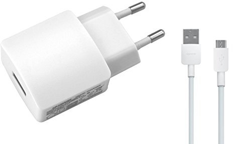 Huawei Original Adattatore di Ricarica HW-050100e2 W + Original Cavo Dati Ascend P9 Lite/P8/P7/P6/Lite/mini/Mate 8/Mate 7/Mate S travelcharger Caricatore 1 A in Bianco Micro USB