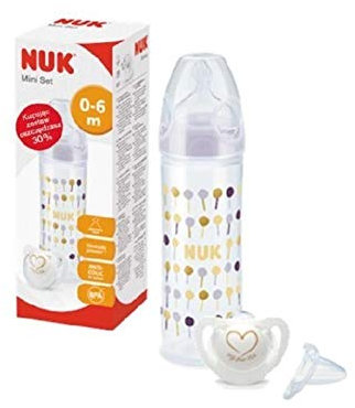 Nuk Mini Set Classic Feeding Bottle 250 ml & Genius pour tétine silicone 0–6 m
