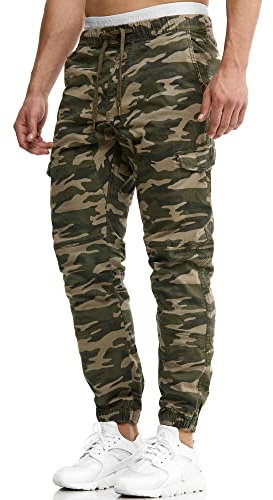 Indicode Herren Levy Cargohose aus Baumwolle mit 6 Taschen | Cargo Chino Hose Männer Dired Camouflage, XXL
