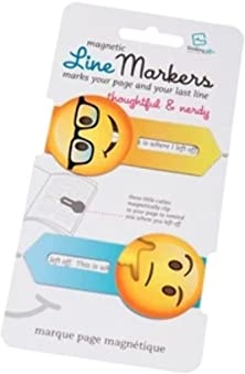 Line Markers (Emoji/Thoughtful&Nerdy) | Magnetische Lesezeichen | 2er Set: 2er Set Motiv Emoji
