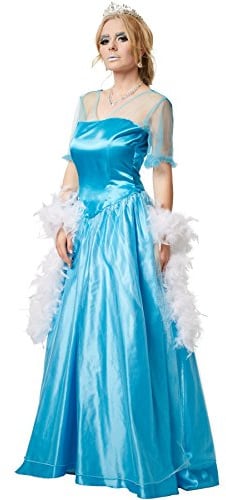 dressforfun Frauenkostüm Eisprinzessin | Seidig glänzendes Einteiler-Kleid mit Überrock aus edlem Organza (M | no. 301889)