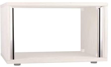 Höhenverstellbares 6HE Studiorack, 18mm Multiplex, Weiß, Bausatz mit Aluminium-Schienen, 530mm Breite, 450mm Tiefe, 305mm Höhe, inkl. Rackschrauben und Füßen, Ideal für Studio-Equipment