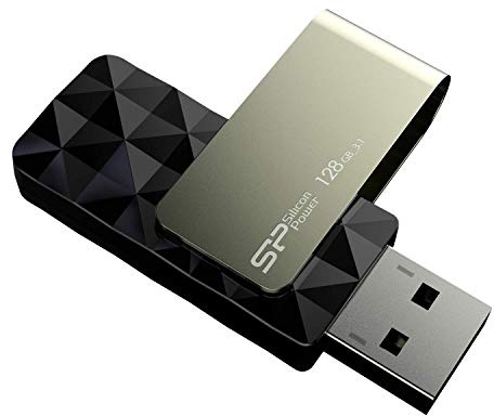 Silicon Power Blaze B30 USB 3.0 Swivel Flash Drive, 128 GB, Schwarz